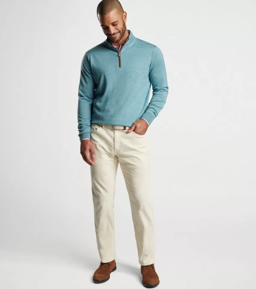 Peter Millar Sweaters^Autumn Crest Suede Trim Quarter-Zip Platinum