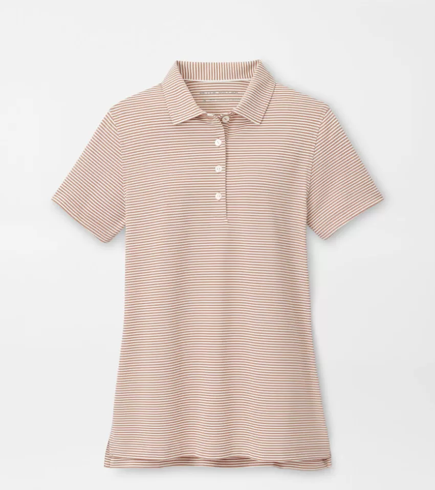 Peter Millar Polos & Shirts | Polos & Shirts^Vista Stripe Sport Mesh Short Sleeve Button Polo CAMEL/IVORY